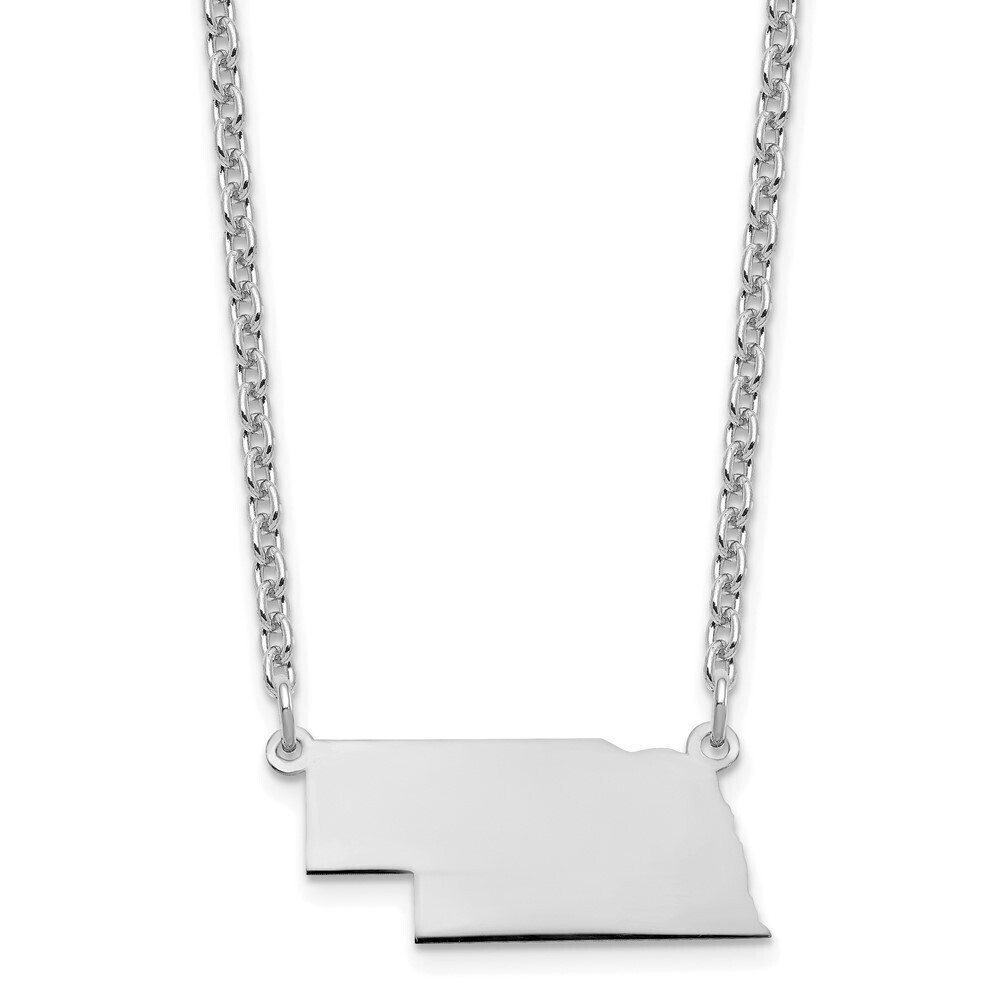 Kazi Luxury Sterling Silver/Rhodium-plated Nebraska State Necklace